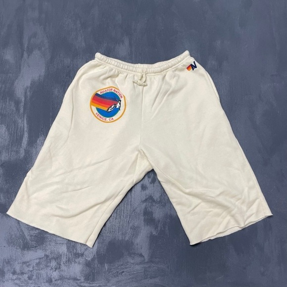 Aviator Nation Other - Aviator Nation Sweat Shorts XL Cream Off White Excellent Venice Rainbow Logo